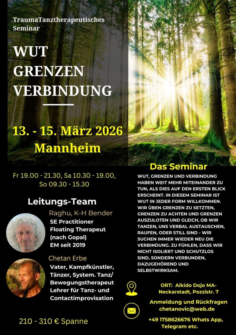 Traumatanztherapeutisches Seminar WUT*GRENZEN*VERBINDUNG