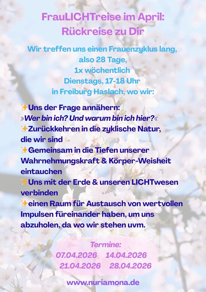 FrauLICHTreise im April: Wer bist du in deiner wahren Frauenkraft?