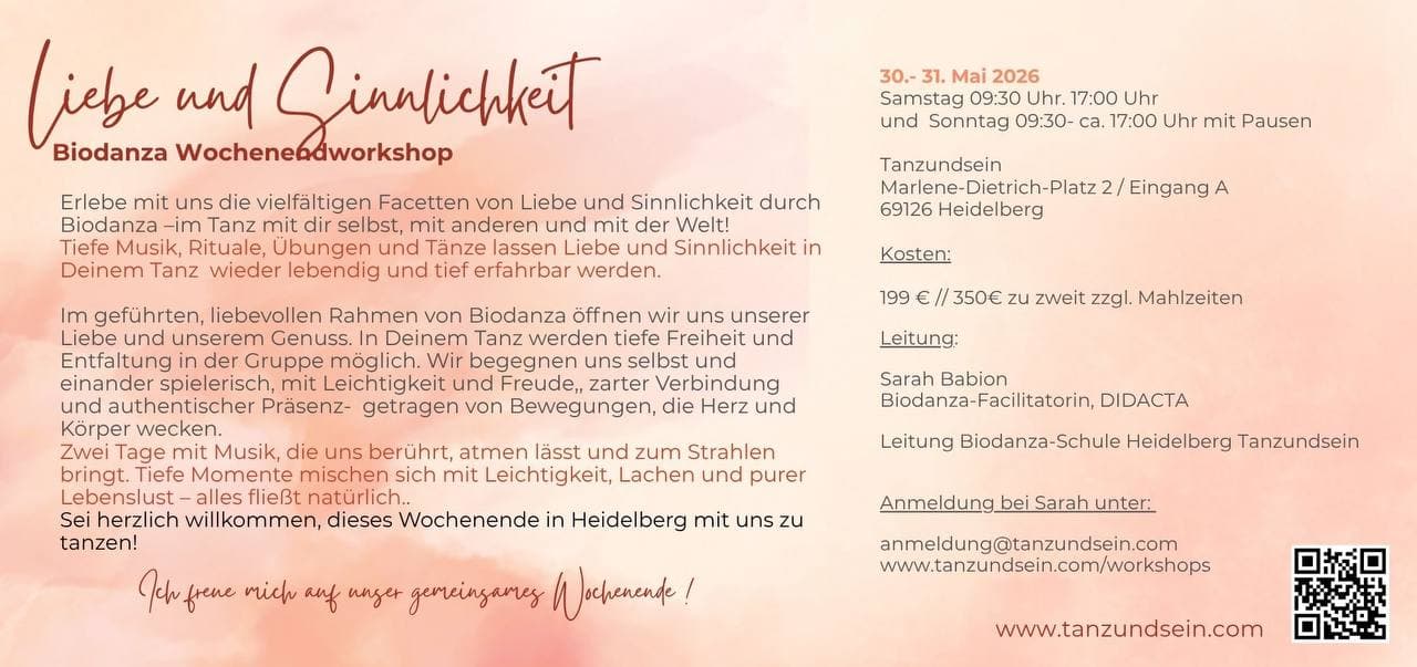 Biodanza Wochenendworkshop Liebe und Sinnlichkeit