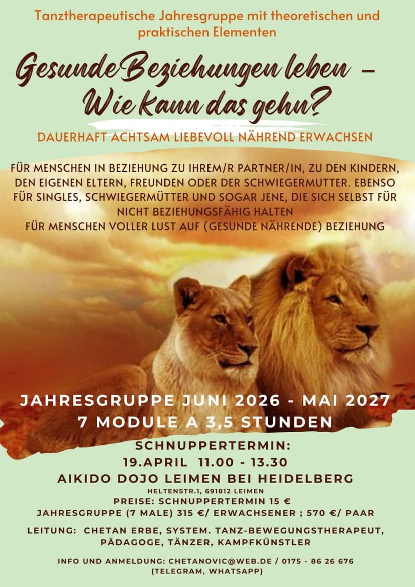 Schnuppertermin Traumasensible TanzBewegungstherapeutische Jahresgruppe